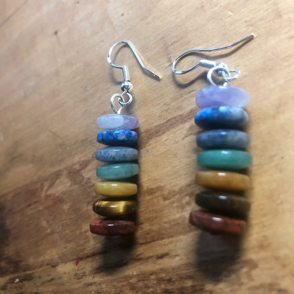 Agitate polished beaded wire earrings
Assorted colors stacked